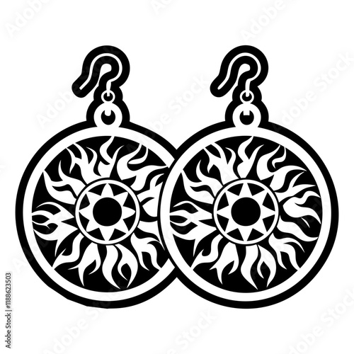 A glyph style icon of sun earrings