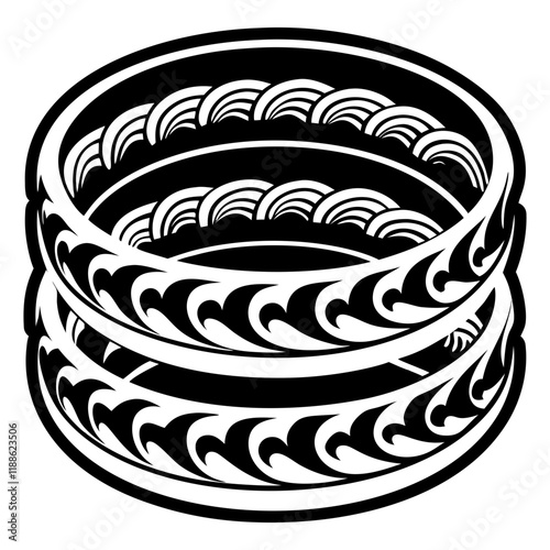 A glyph style icon of stylish bangles