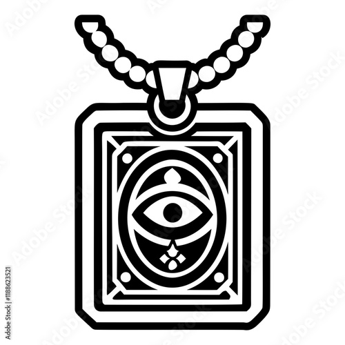 A glyph style icon of a tarot locket
