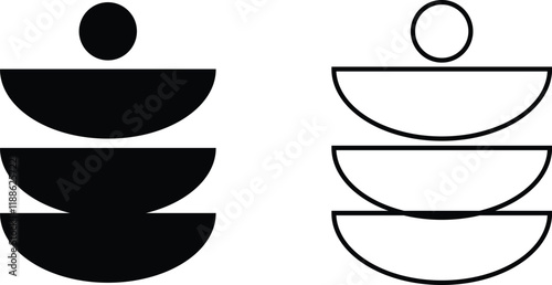 Abstract mid century modern geometric poster icon set. Bauhaus style, minimal hipster design flat line collection isolated on transparent background. Contemporary for wall decorations artwork.