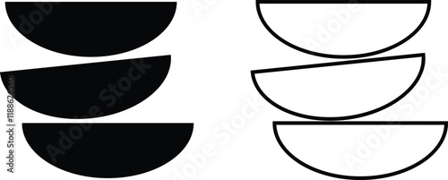 Abstract mid century modern geometric poster icon set. Bauhaus style, minimal hipster design flat line collection isolated on transparent background. Contemporary for wall decorations artwork.