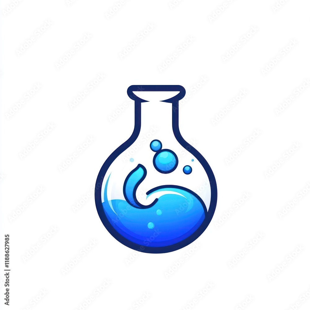 Blue Liquid Swirling Inside a Glass Erlenmeyer Flask Blue Liquid Swirling Inside a Glass Erlenmeyer Flask