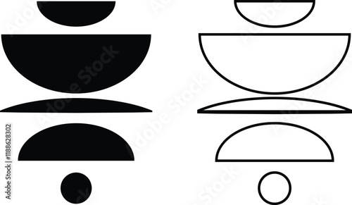 Abstract mid century modern geometric poster icon set. Bauhaus style, minimal hipster design flat line collection isolated on transparent background. Contemporary for wall decorations artwork.