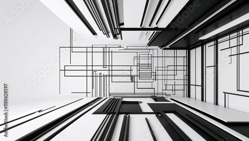 Abstract Interior Design: A 3D Render of a Modern Building