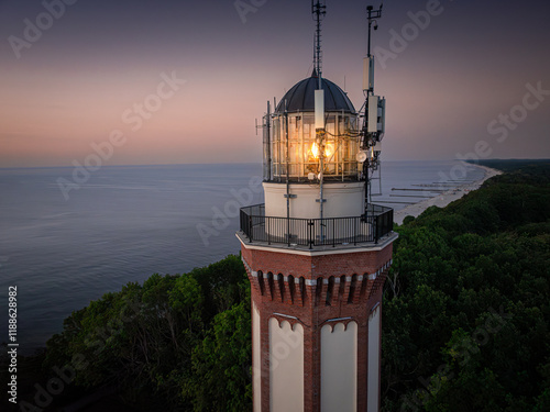 Lighthouse and light beam a...