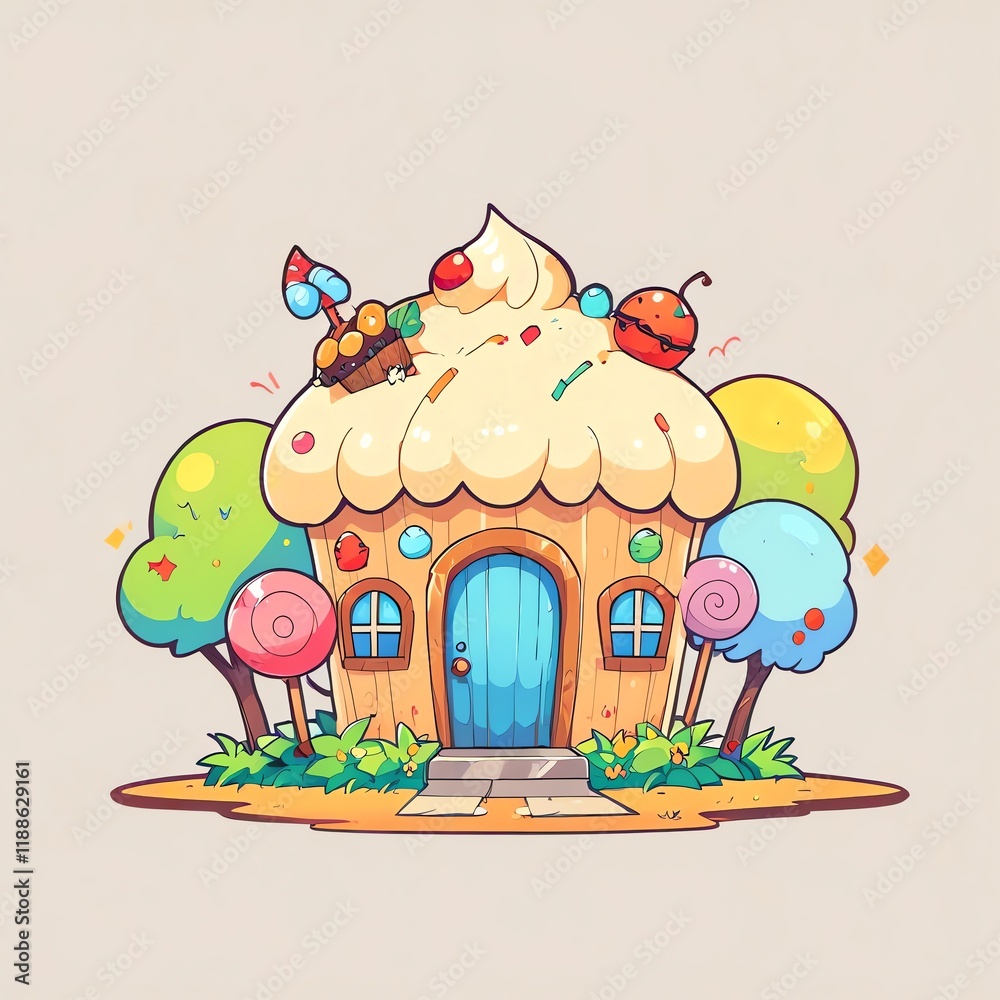 Whimsical Cupcake House: A sugary sweet home nestled in a candy wonderland Whimsical Cupcake House: A sugary sweet home nestled in a candy wonderland