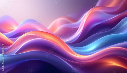 Wallpaper Mural Futuristic 3D Wave Pattern Featuring Smooth Flowing Lines in Vibrant Neon Purple and Orange Colors Torontodigital.ca