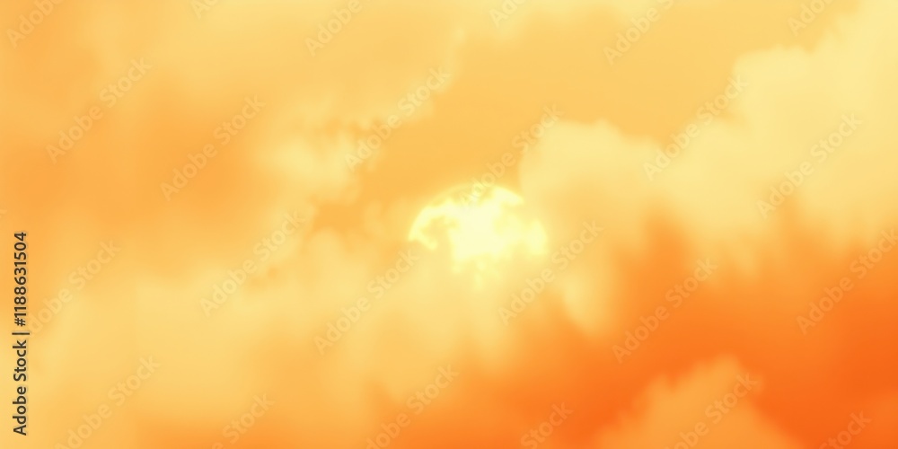 Fototapeta premium Amber Sky Sun Hidden in Soft, Warm Cloudscape