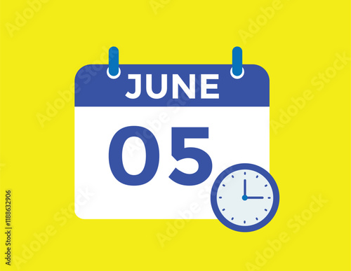 June 5 daily calendar icon - White Background
