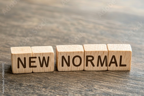 Wallpaper Mural Wooden blocks spelling out the phrase New Normal on a rustic wooden table Torontodigital.ca