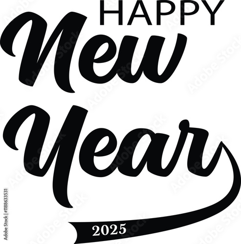 Wallpaper Mural HAPPY NEW YEAR 2025 black vector brush calligraphy banner
 Torontodigital.ca