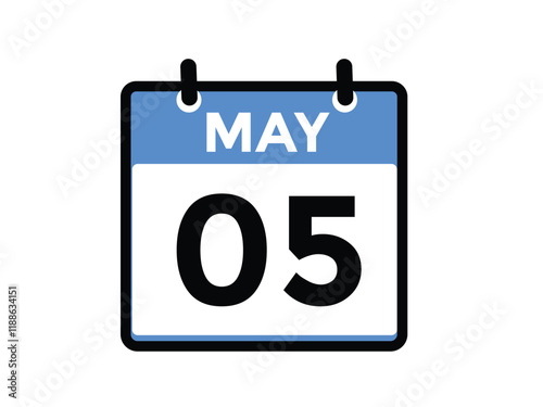 June 5 daily calendar icon - White Background
