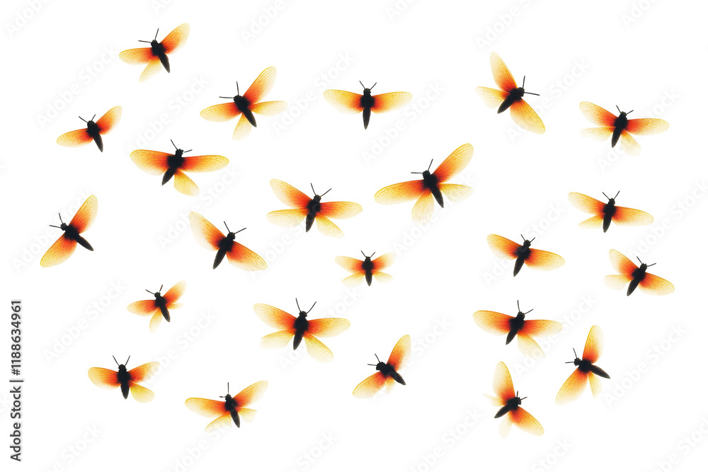 Fototapeta premium Beautiful Fireflies Isolated on a transparent Background for Design