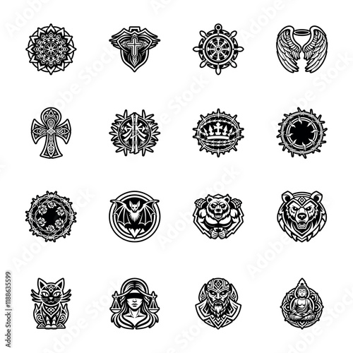 Collection of Glyph Style Russian Tattoos 

