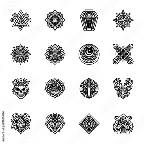 Bundle of Glyph Style Russian Symbols 

