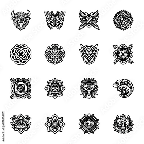 Bundle of Glyph Style Russian Symbols 

