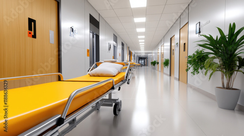 Safety zone, A realistic image depicting a hospital emergency safety scene, showcasing critical care and health-related themes suitable for medical or safety-related content. photo