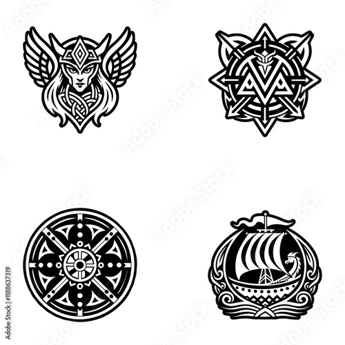 Collection of Glyph Style Tattoo Icons 

