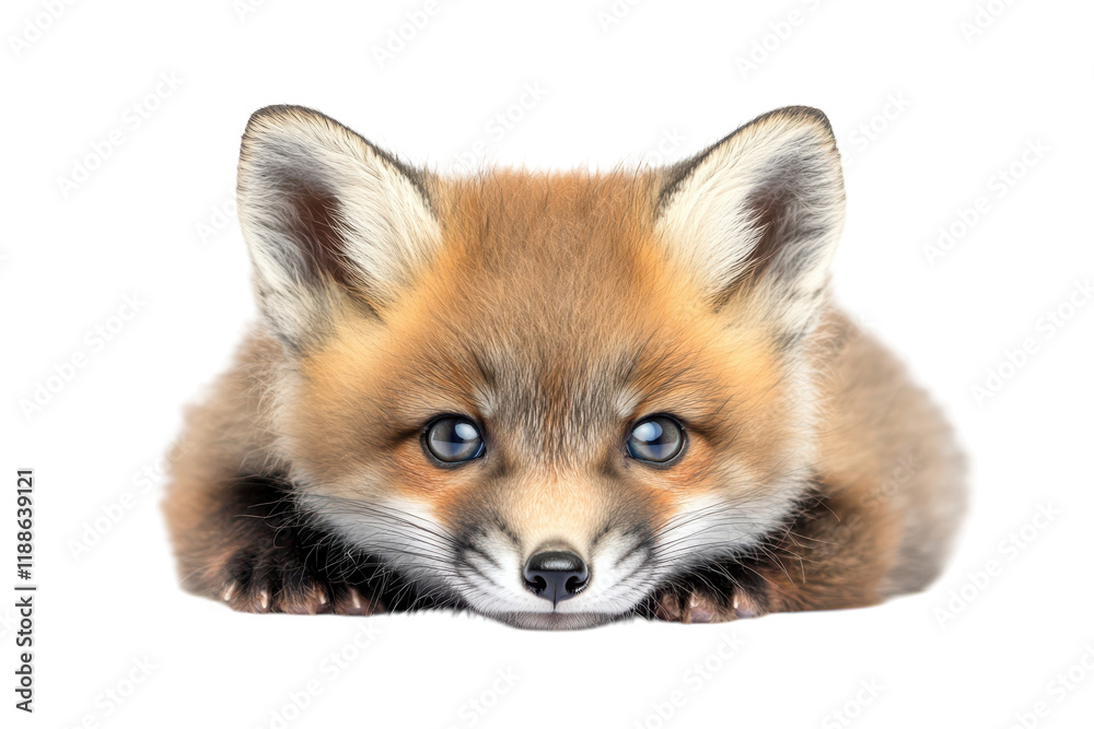 Obraz premium Charming Fox Cub Isolated on a Clean transparent Background