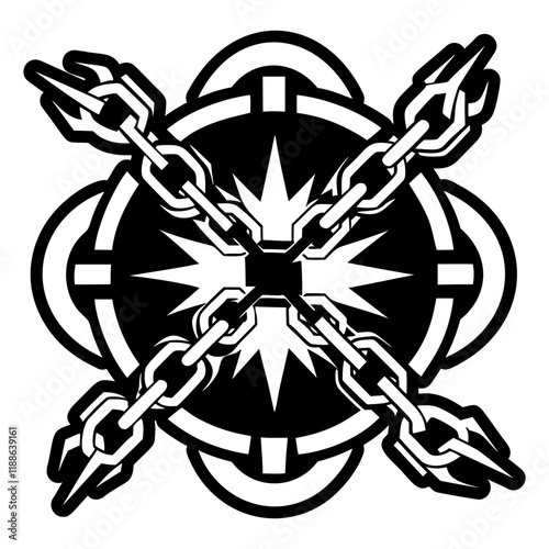 A glyph style icon of chain tattoo