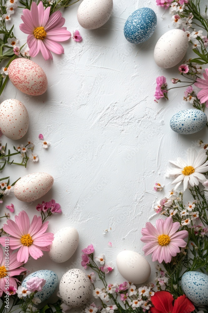 custom made wallpaper toronto digitalMinimalist Spring Composition Featuring Decorated Eggs and Fresh Flowers for Easter Celebrations and Lunar New Year Festivities in a Festive Layout