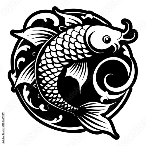 A glyph style icon of koi fish tattoo