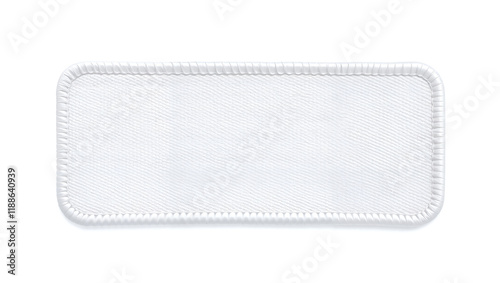 Simple white rectangular fabric patch with subtle stitching details. Generative AI