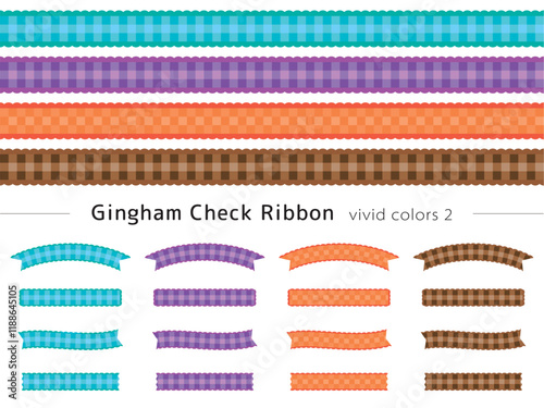 見出しなどに使えるギンガムチェックのリボン素材