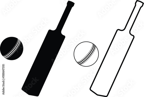 Cricket bats icon set. Cricket game vector collection isolated on transparent background. cricket tournament ball and cricket bat elements template. vintage for clubs and team. Sports sign for web app