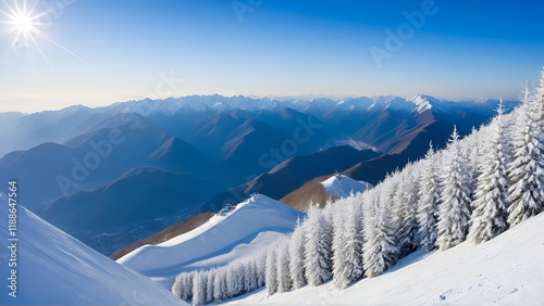 Winter Mountain landscape at the Rosa Khutor ski resort in Sochi, Russia. photo