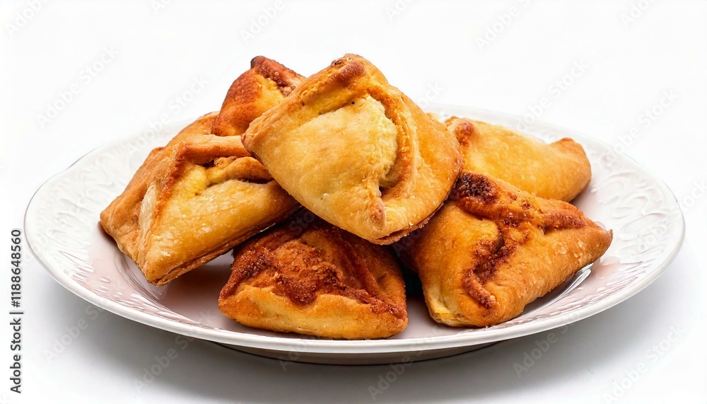 fasnacht food on white plate, isolated white background, copy space