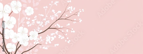 Elegant floral design with delicate white flowers on a soft pink background, ideal for romantic themes and special events photo