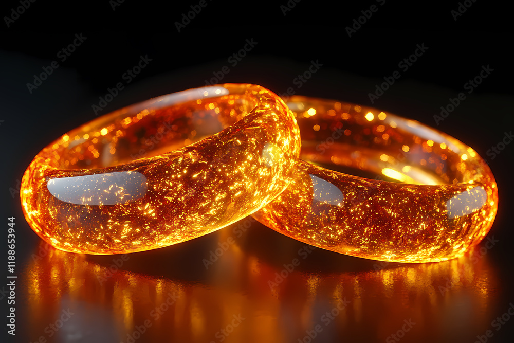 Two glowing intertwined rings with a digital sparkle, symbolizing eternal love Two glowing intertwined rings with a digital sparkle, symbolizing eternal love