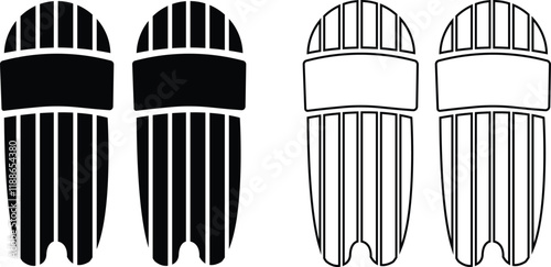 Cricket shin pads icon set. Cricket game vector collection isolated on transparent background. cricket tournament man protection elements template. vintage for clubs and team. Sports sign for web app