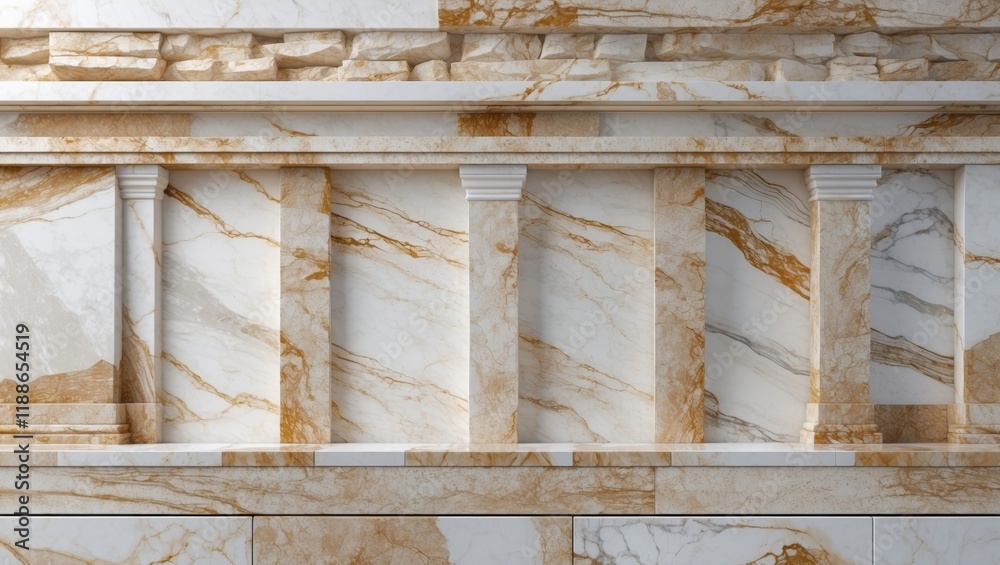 Elegant natural white marble stone wall design