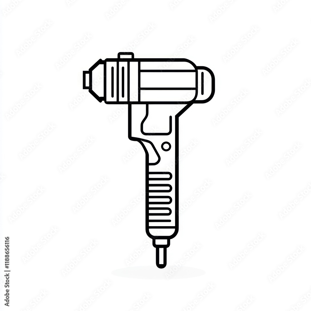Line art drawing of a handheld spot welding gun Line art drawing of a handheld spot welding gun