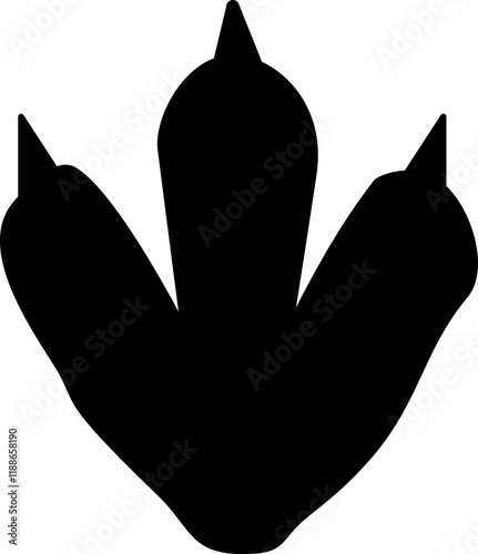 Dinosaur dragon Footprint Silhouette, graphic line vector illustration on transparent background
