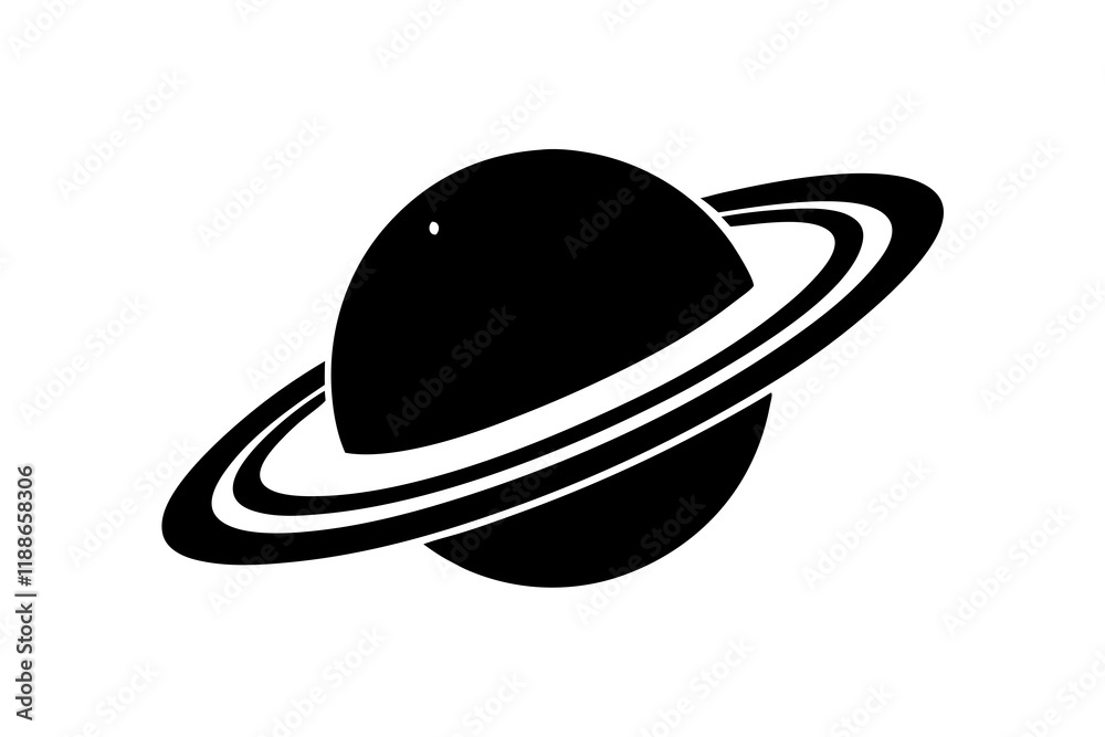 Planet Saturn with planetary ring vector, cosmos and planet silhouette Planet Saturn with planetary ring vector, cosmos and planet silhouette