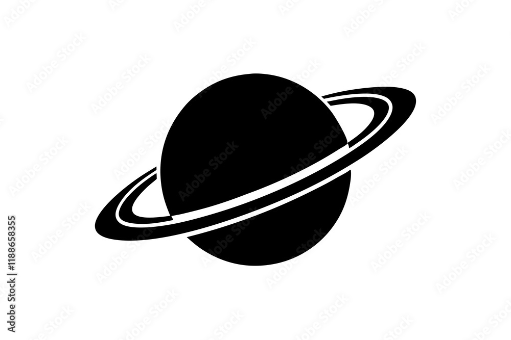 Planet Saturn with planetary ring vector, cosmos and planet silhouette Planet Saturn with planetary ring vector, cosmos and planet silhouette