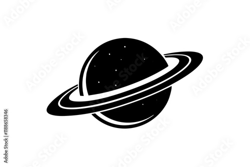 Planet Saturn with planetary ring vector, cosmos and planet silhouette