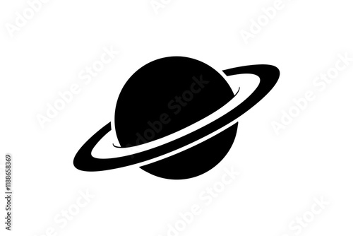Planet Saturn with planetary ring vector, cosmos and planet silhouette