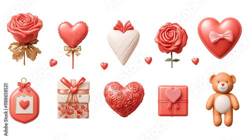 set of valentine hearts and labels