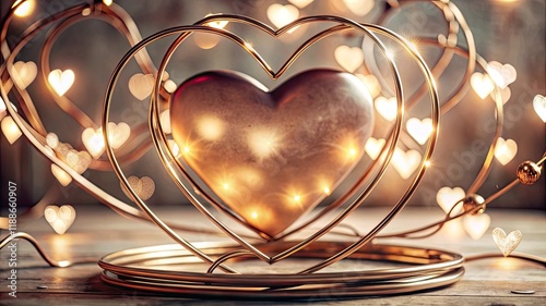 Golden Heart 3D Illustration - a romantic symbol of love perfect for Valentine's Day card design photo