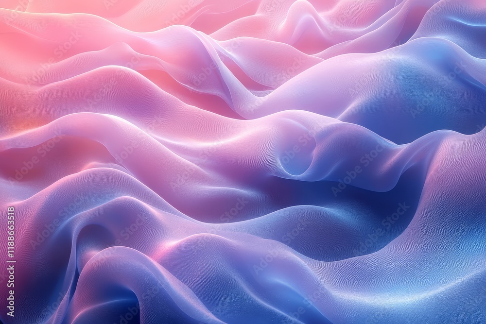 Abstract pastel pink and blue wave-shaped forms, fluid cloth-like background, minimalistic 3D vector rendering, presentation design. Abstract pastel pink and blue wave-shaped forms, fluid cloth-like background, minimalistic 3D vector rendering, presentation design.