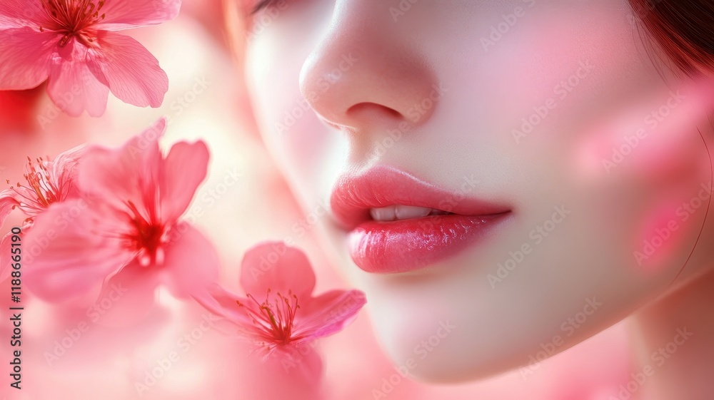 Meditator's serene smile among cherry blossoms tranquil garden portrait photography close-up peaceful vibes Meditator's serene smile among cherry blossoms tranquil garden portrait photography close-up peaceful vibes