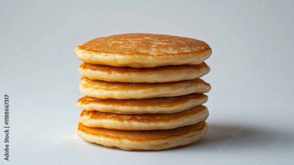 Delicious stack of pancakes isolated on white background food photography simple and clean presentation Delicious stack of pancakes isolated on white background food photography simple and clean presentation