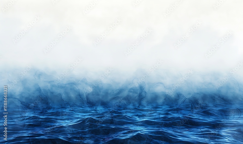 Fototapeta premium Ocean wave patterns flow gently with soft textures, transitioning from pale blue to deep indigo