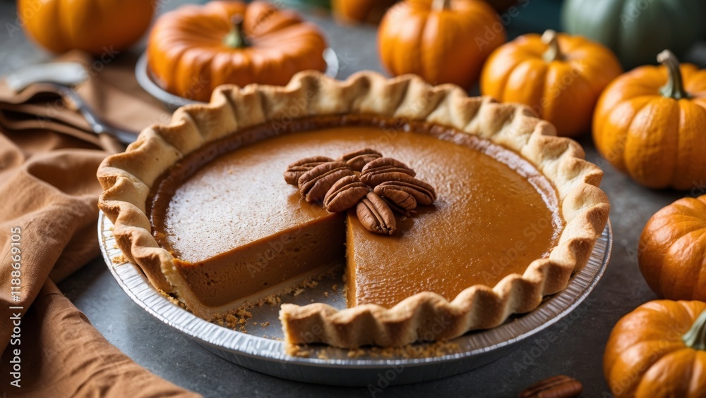 Freshly baked pumpkin pie from local store Freshly baked pumpkin pie from local store
