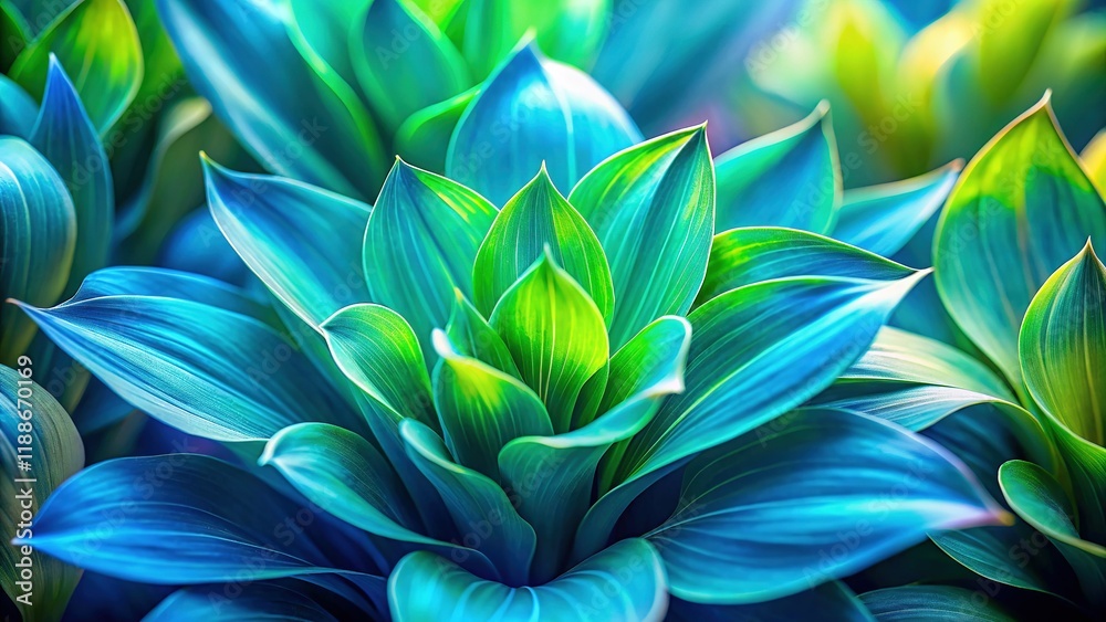 Fototapeta premium Abstract Blue-Green Floral Background, Long Exposure Nature Closeup, Leaf Texture