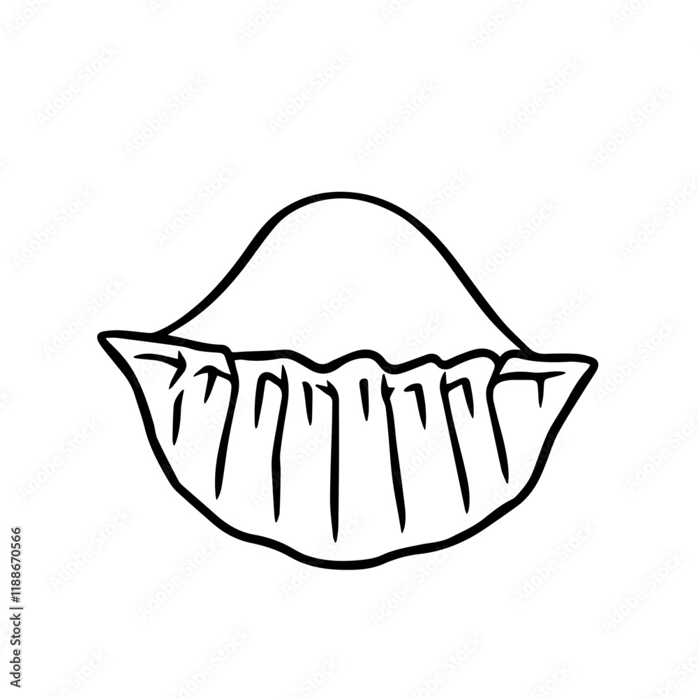 Chinese Dumpling with Pleated Edges – A Timeless Steamed or Fried Delicacy Black Outline Vector Illustration Chinese Dumpling with Pleated Edges – A Timeless Steamed or Fried Delicacy Black Outline Vector Illustration